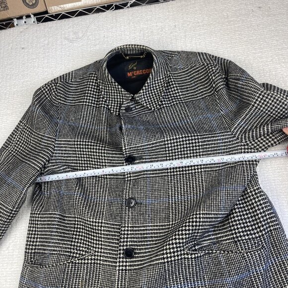 McGregor Vintage 60's Coat Mens 44 Grey / Black Plaid Wool Made in USA Read* - Picture 15 of 16